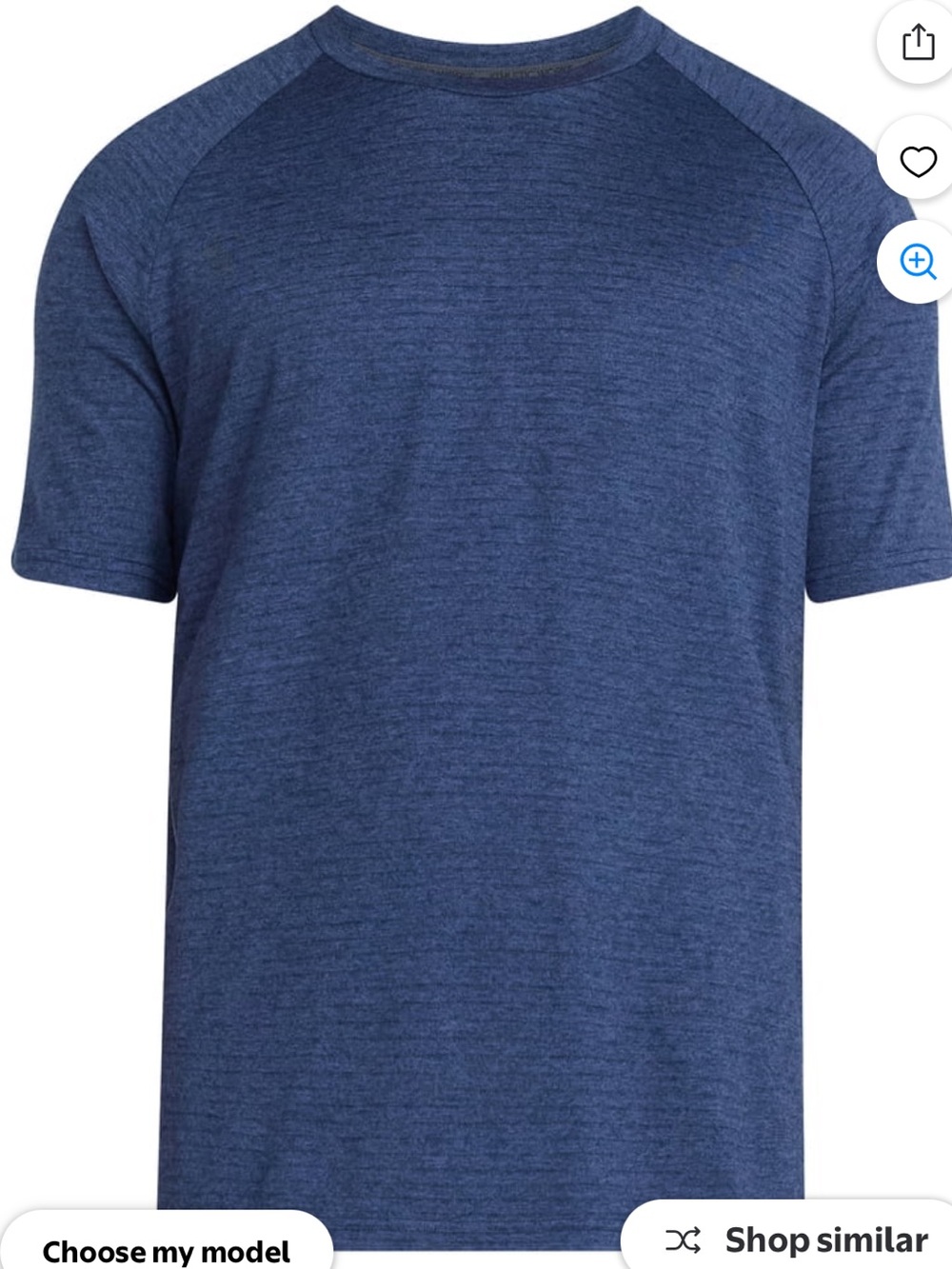 Athletic Works Men's Heathered Navy Short-Sleeve Crew Tee. Poly. 2XL